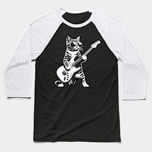 Guitar Cat Novelty Rock Music Band Concert Funny Cat Baseball T-Shirt